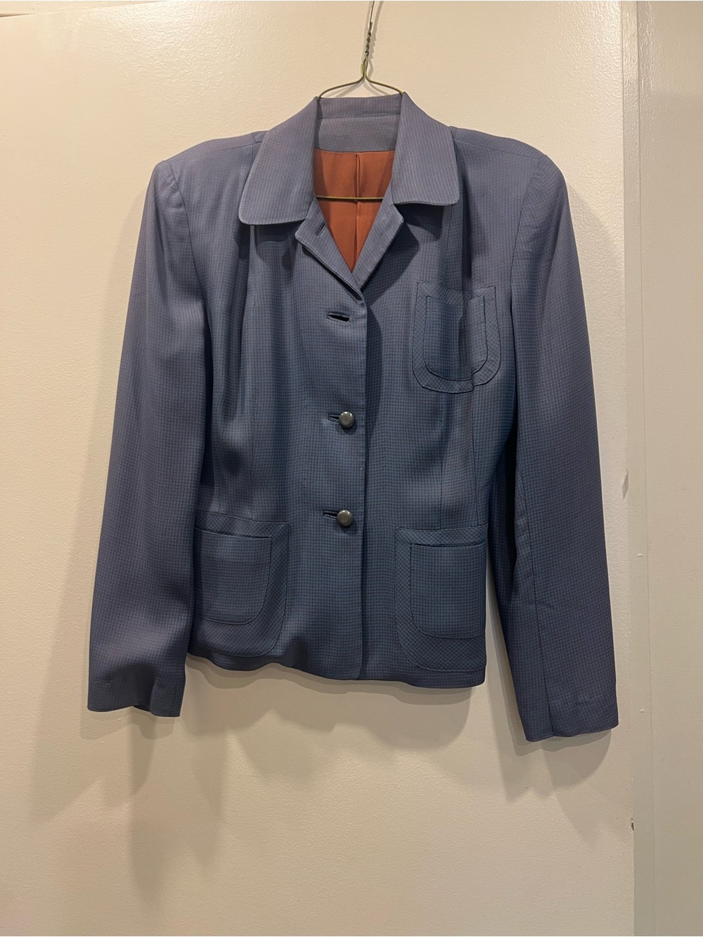 Women's Navy Textured Blazer Jacket